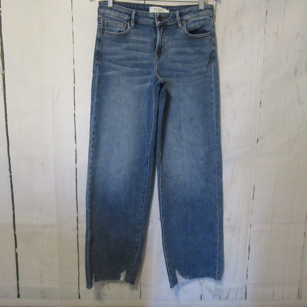 Hidden Jeans Los Angeles 28 Wide Leg Baggy Mid Rise Raw Hem Medium Wash HD-2606